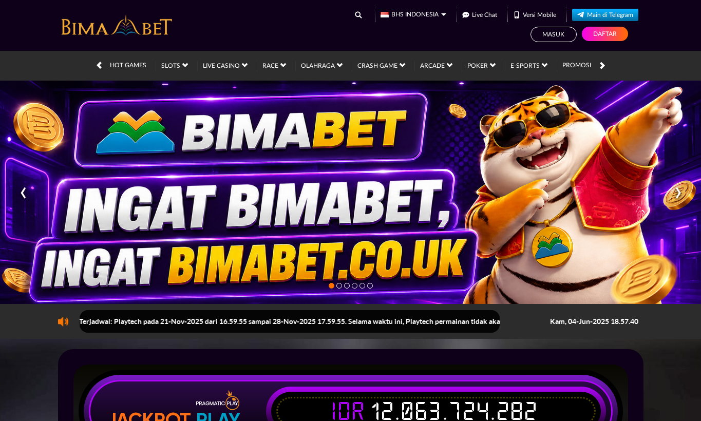 Tangkapan situs yang memakai nama BimaBet pada 27 September 2026
