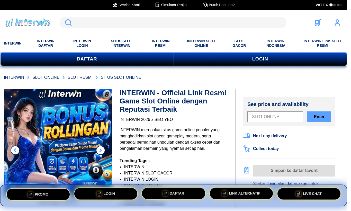 Tangkapan situs yang memakai nama Interwin pada 27 September 2026