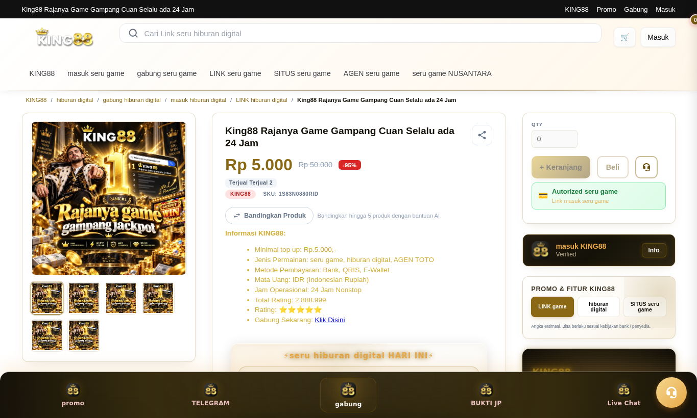 Tangkapan situs yang memakai nama King88 pada 27 September 2026